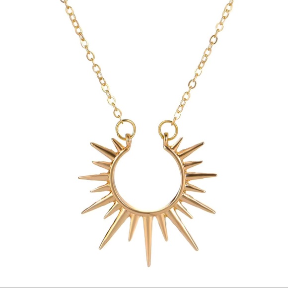 Retro Star Sun Sunflower Pendant Necklace Gold 14k Plated - Picture 2 of 4